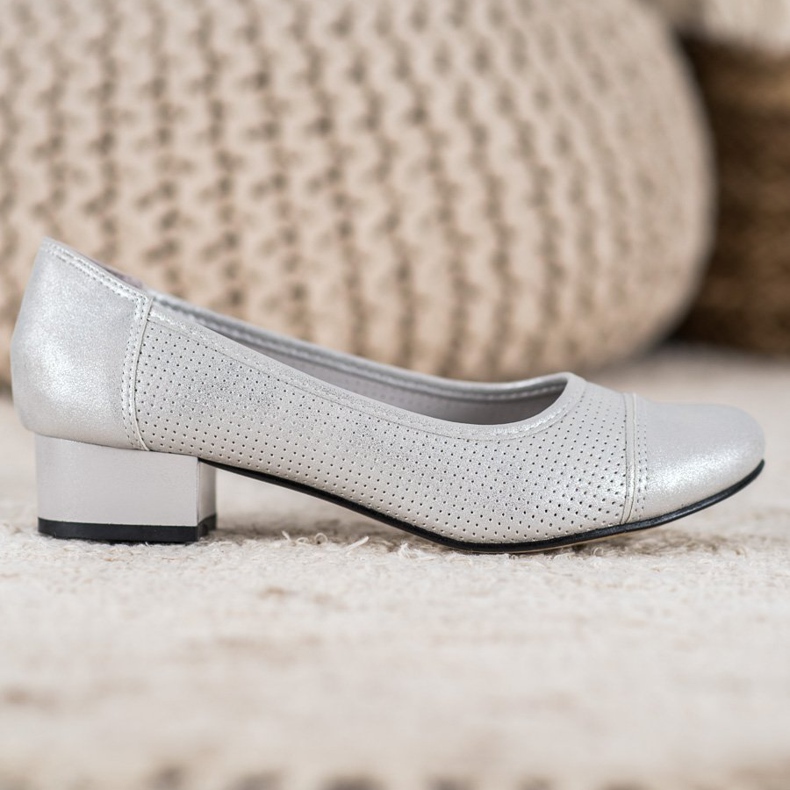 Goodin Prolamované pumpy na pilíři šedá 1