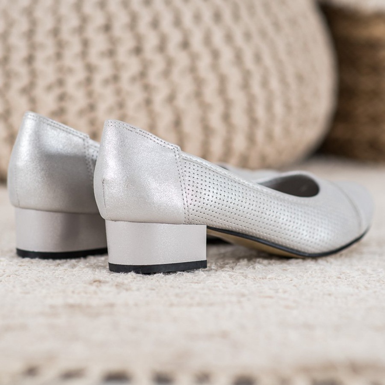 Goodin Prolamované pumpy na pilíři šedá 2