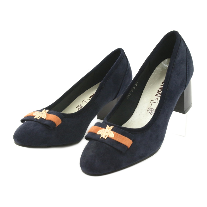 M.Daszyński Tmavě modré dámské lodičky Mucha Daszyński SA173 námořnická modrá 3