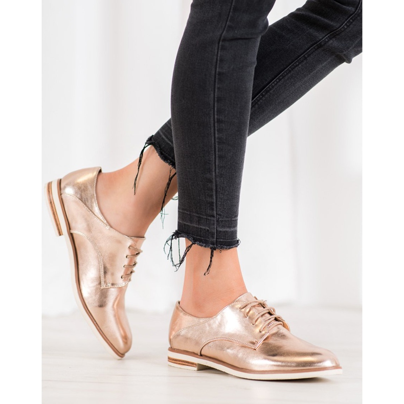 SHELOVET Zlaté boty s eko kůží zlatý 2