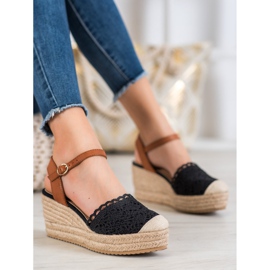 Small Swan Klínové espadrilky hnědý černý 1