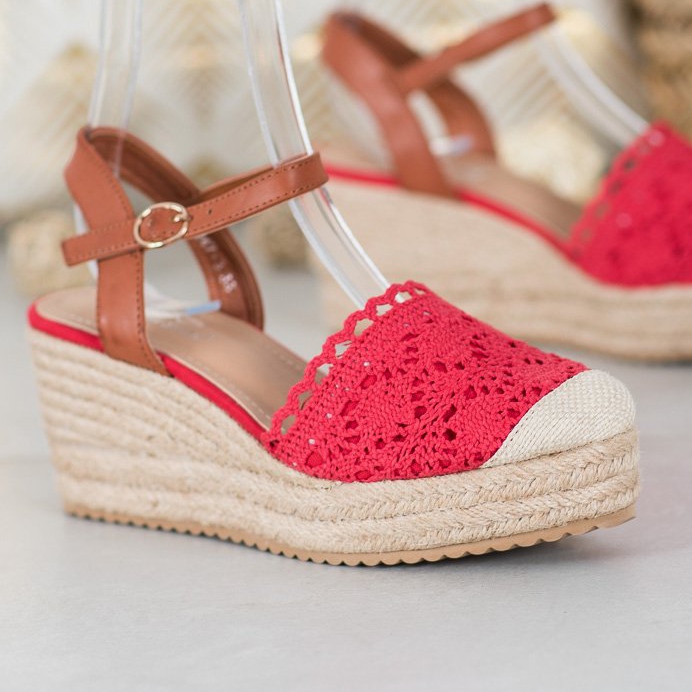 Small Swan Klínové espadrilky hnědý červený 1