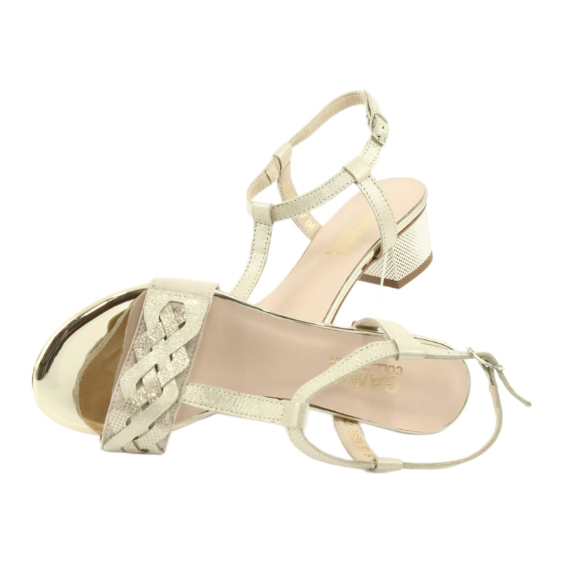 Gamis Dámské kožené sandály Beige/Gold 3936 béžový 5