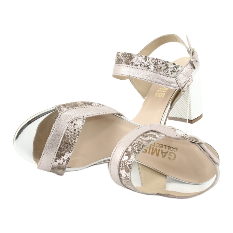 Sandály na postu Gamis 3942 béžový růžový stříbrný 5