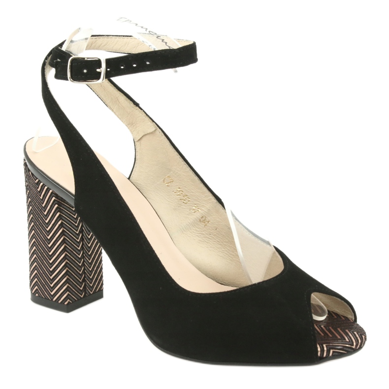 Gamis Dámské černé kožené sandály černé 3930 černá 1