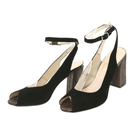 Gamis Dámské černé kožené sandály černé 3930 černá 3