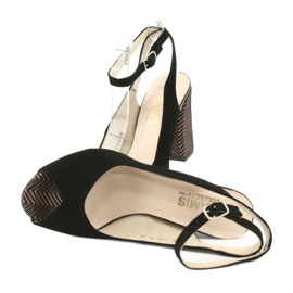 Gamis Dámské černé kožené sandály černé 3930 černá 5