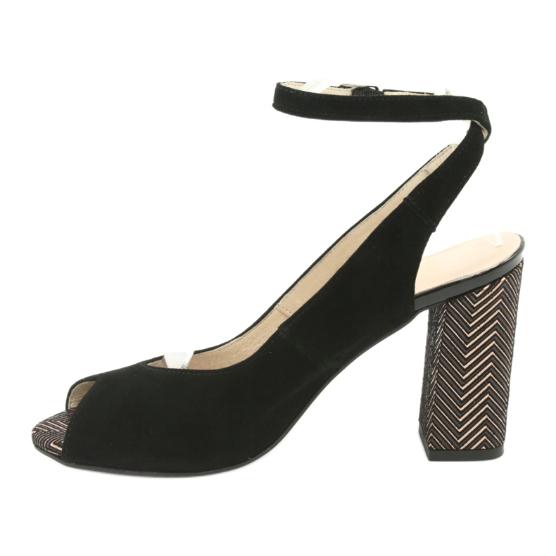 Gamis Dámské černé kožené sandály černé 3930 černá 2