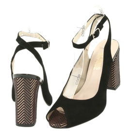 Gamis Dámské černé kožené sandály černé 3930 černá 4