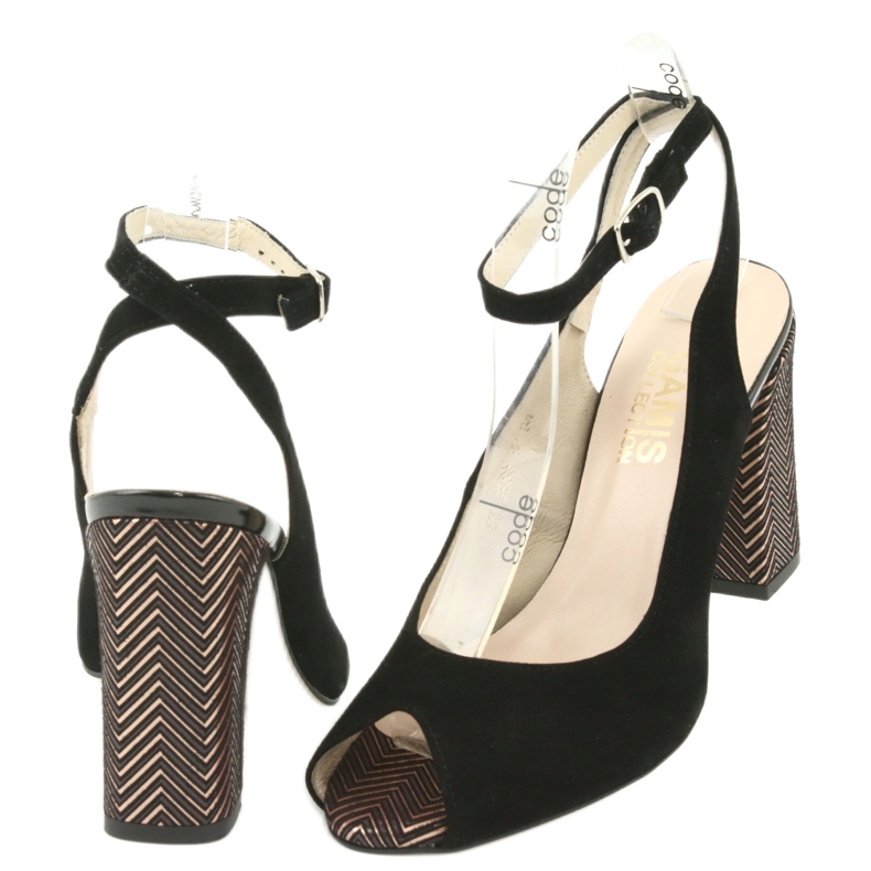 Gamis Dámské černé kožené sandály černé 3930 černá 4