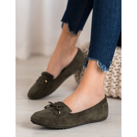 Ideal Shoes Semišové boty s třásněmi zelený 1
