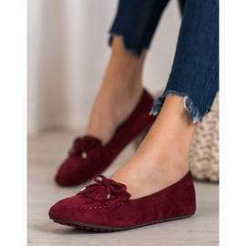 Ideal Shoes Semišové boty s třásněmi červený 1