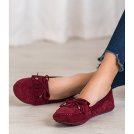 Ideal Shoes Semišové boty s třásněmi červený 2