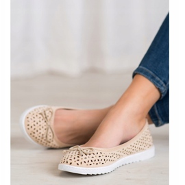 SHELOVET Prolamovaná baletka s mašlí hnědý 1