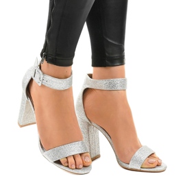 Stříbrná třpytivá čerpadla ZY-161 šedá 1