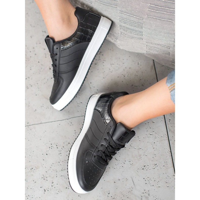 SHELOVET Stylové boty na platformě černá 2