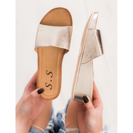 SHELOVET Stylové klínové pantofle žlutá 1