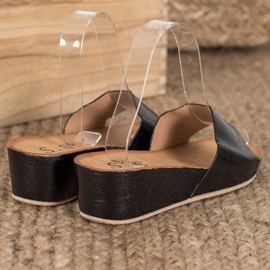 SHELOVET Stylové klínové pantofle černá 1