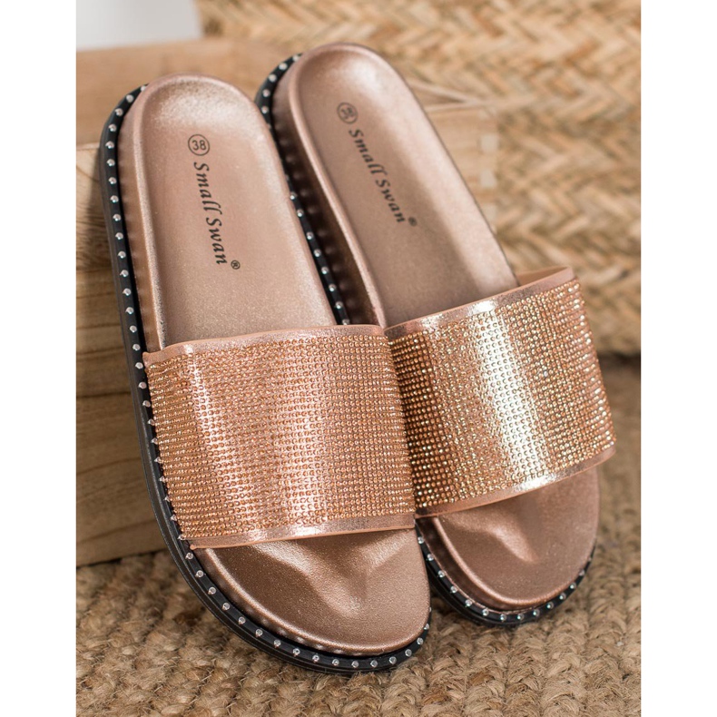 SHELOVET Módní pantofle s krychlovým zirkonem žlutá 2