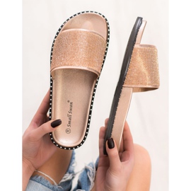 SHELOVET Módní pantofle s krychlovým zirkonem žlutá 1