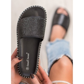 SHELOVET Módní pantofle s krychlovým zirkonem černá 1