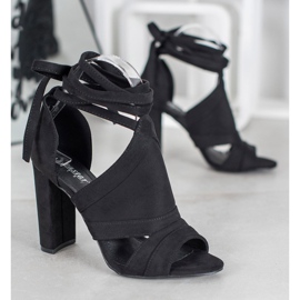 Seastar Svázané sandály na sloupku černý 2