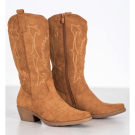 Seastar Vysoké kovbojky se vzorem hnědý 1