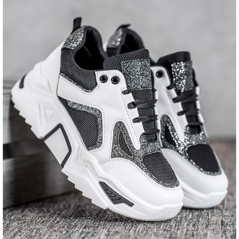 Seastar Módní tenisky s třpytkami bílý černý 1