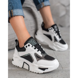 Seastar Módní tenisky s třpytkami bílý černý 2