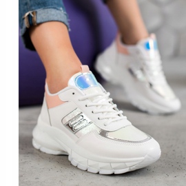 SHELOVET Módní ekologické kožené tenisky bílý vícebarevný 2