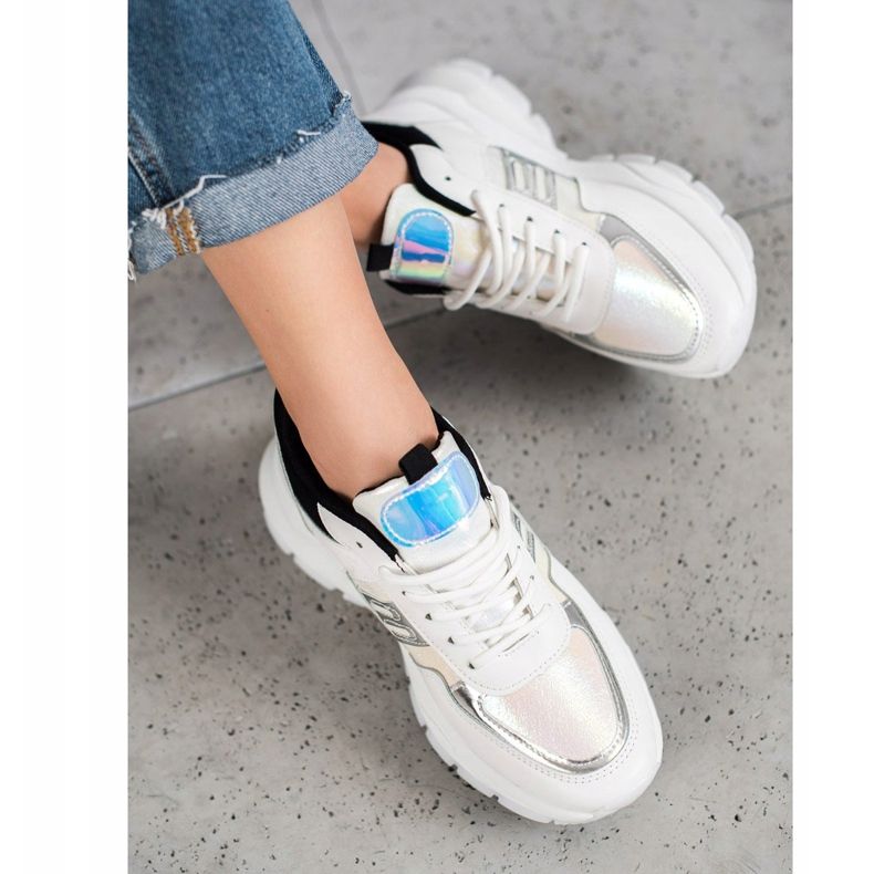 SHELOVET Módní ekologické kožené tenisky bílý černá vícebarevný 1