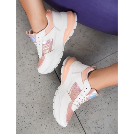 SHELOVET Módní ekologické kožené tenisky bílý růžový vícebarevný 2 SHELOVET Módní ekologické kožené tenisky bílý růžový vícebarevný 2