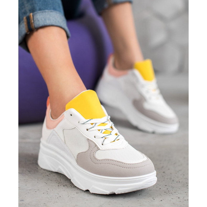 SHELOVET Neformální ekologické kožené tenisky bílý vícebarevný 1