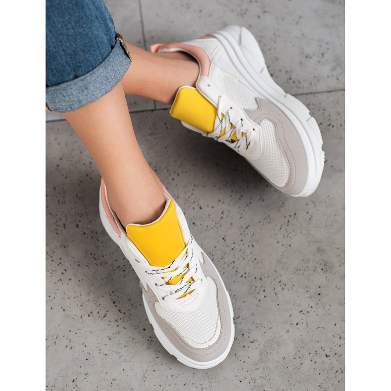 SHELOVET Neformální ekologické kožené tenisky bílý vícebarevný 2