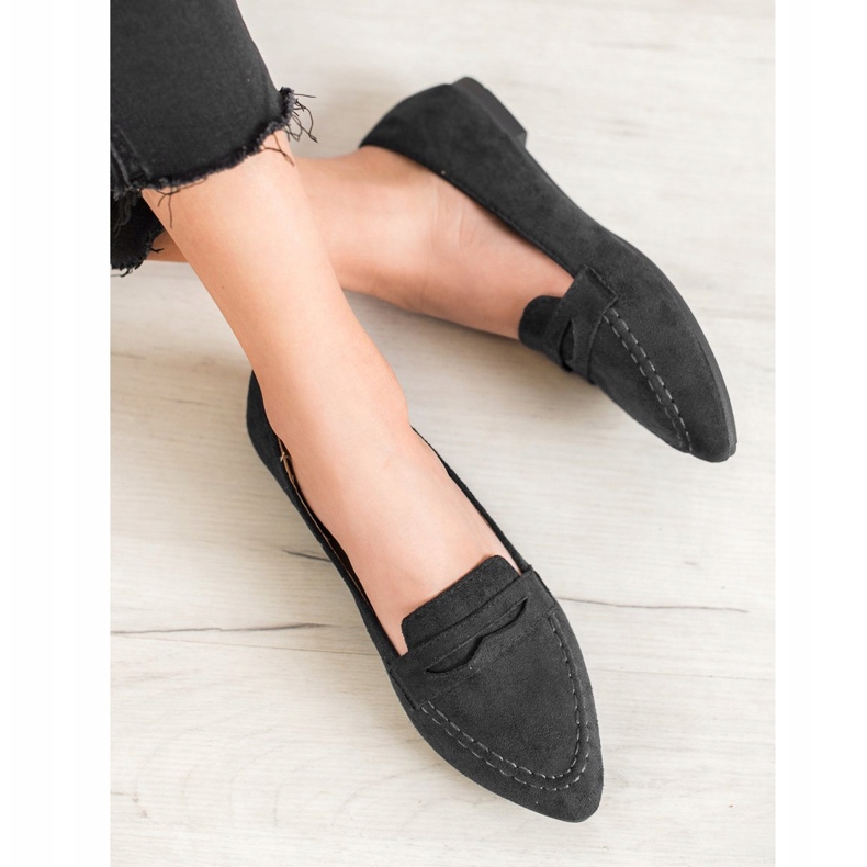 Best Shoes Semišové mokasíny ve špici černý 1