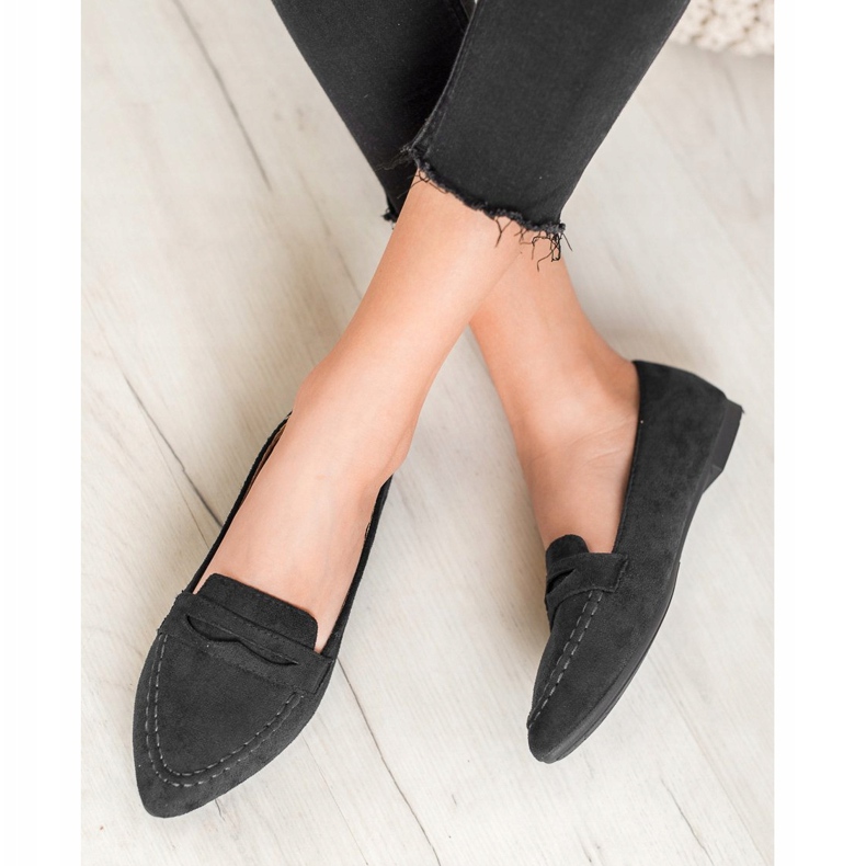 Best Shoes Semišové mokasíny ve špici černý 2
