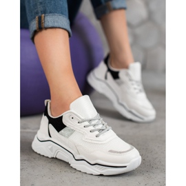 SHELOVET Tenisky Na Platformě S Třpytkami bílý černá 1