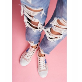 Růžové dámské prolamované tenisky Big StarFF274033 růžový 2