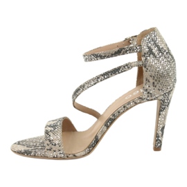 Kožené sandály na špendlíku Edeo 3344 had / béžová béžový šedá 2