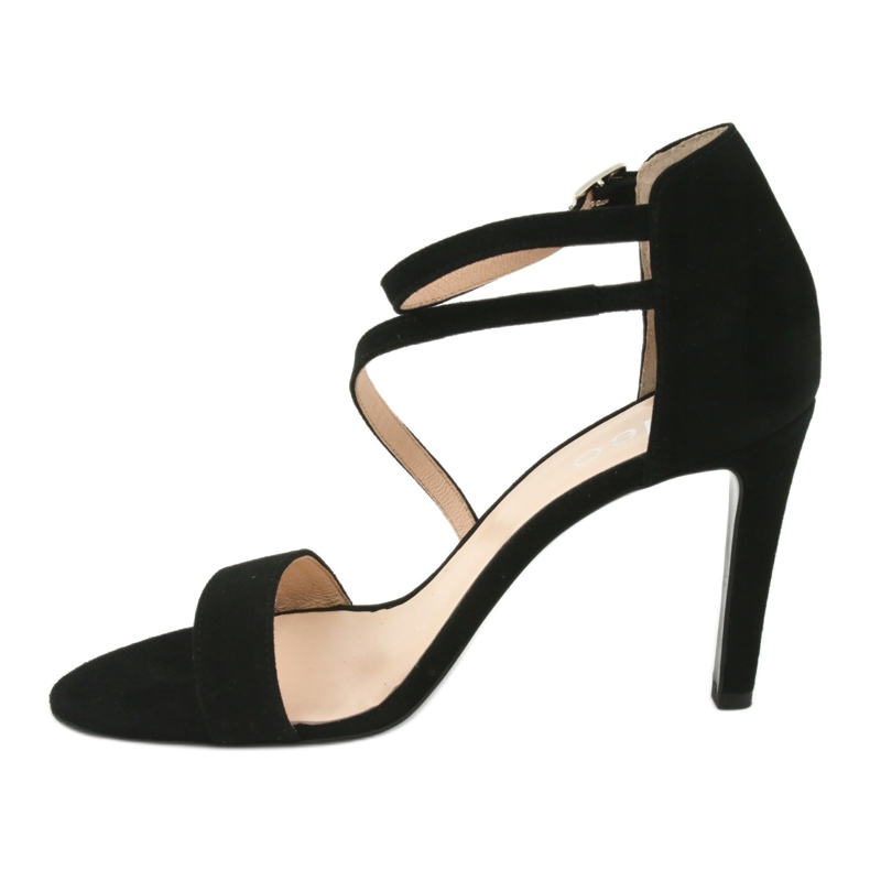 Černé kožené sandály na vysokém podpatku Edeo 3344 černá 2