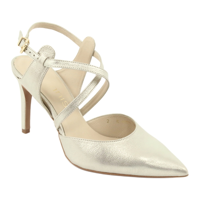 Anis Dámské kožené sandály zlaté platinové pruhy 4771 zlatý 1