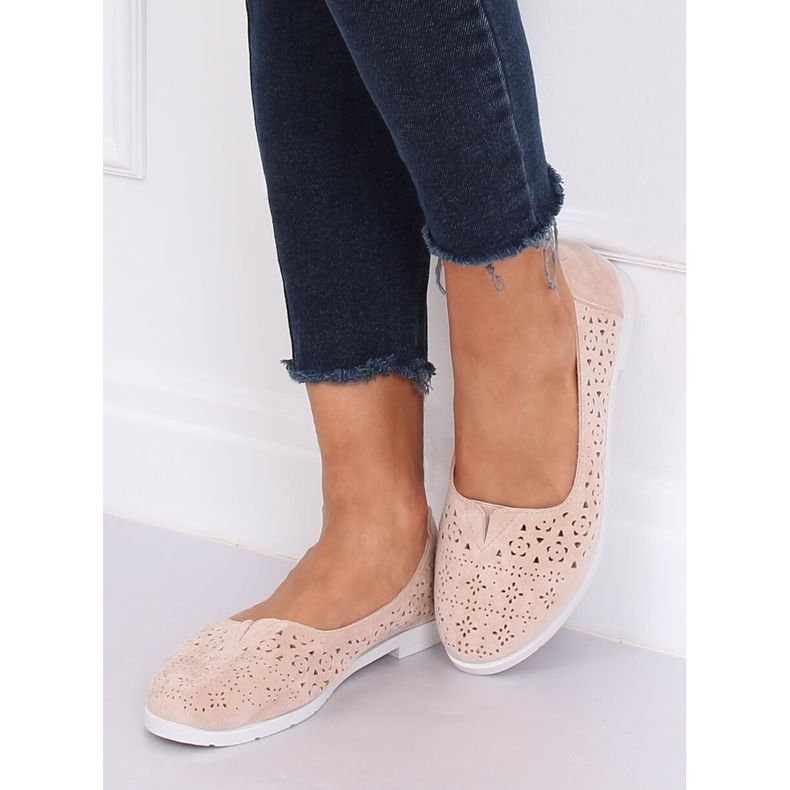 Béžové prolamované balerínky ZA02P Béžové béžový 2