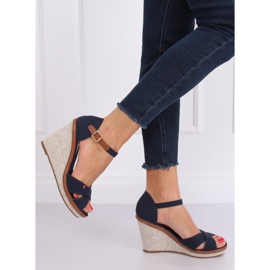 Sandály na klínku R133P Blue námořnická modrá 1 Sandály na klínku R133P Blue námořnická modrá 1