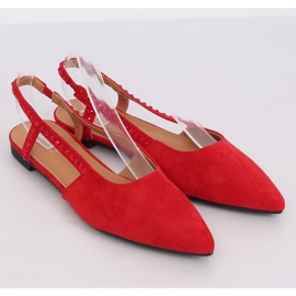 Červené balerínky s otevřenými podpatky YJ335 Red červený 2
