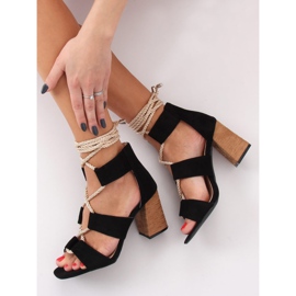 Černé sandály na vysokém podpatku LL-229P Black černý 2