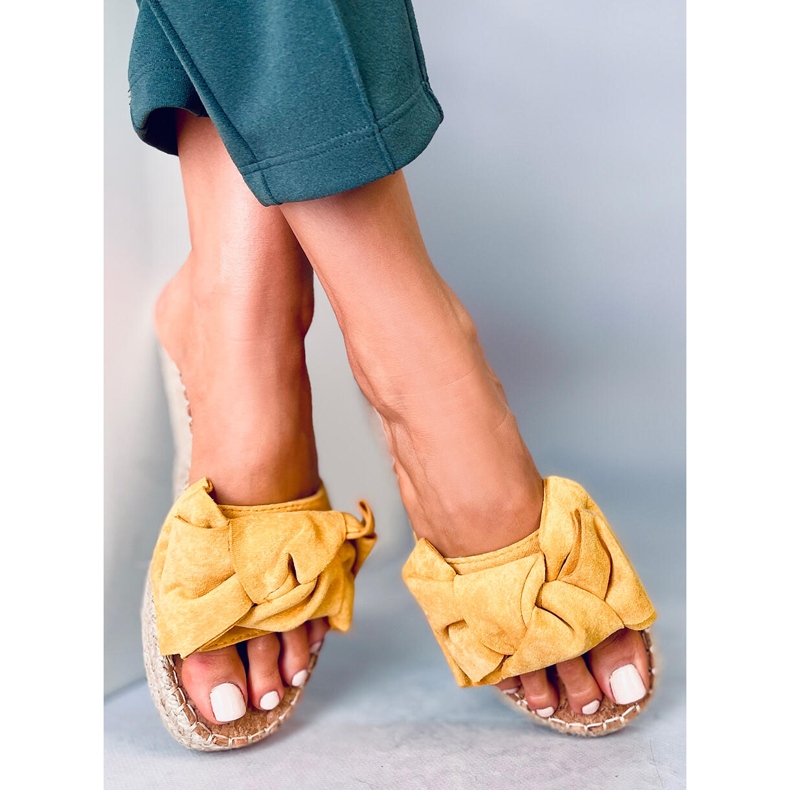 JH115P Pantofle espadrilky ze žlutého medu žlutá 1 JH115P Pantofle espadrilky ze žlutého medu žlutá 1