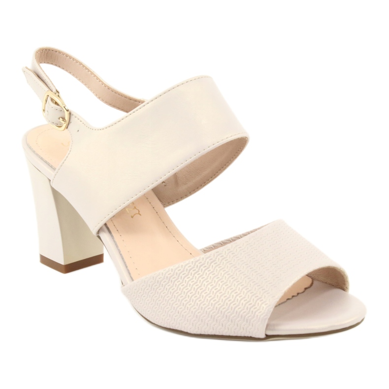 Sergio Leone Dámské perlové béžové sandály SK778 na příspěvku béžový 1