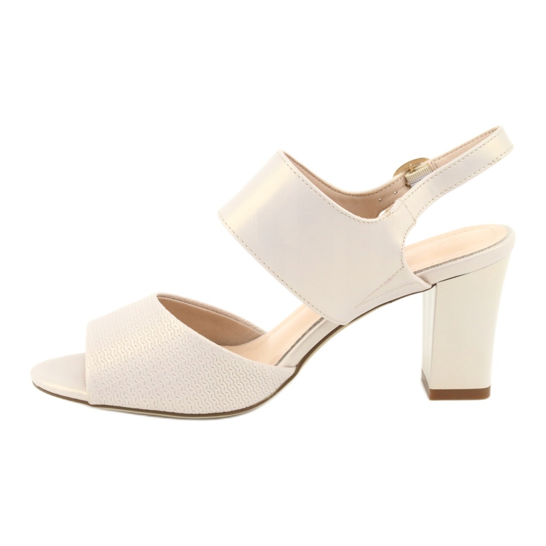 Sergio Leone Dámské perlové béžové sandály SK778 na příspěvku béžový 2