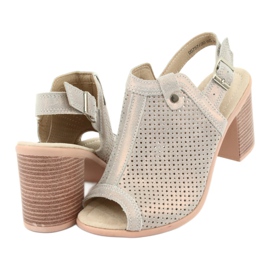 Prolamované sandály béžová / zlatá Filippo DS757 béžový zlatý 4