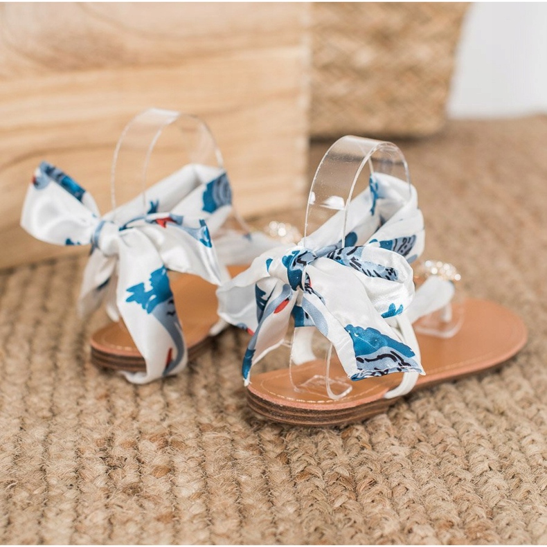 SHELOVET Svázané sandály s ananasem bílý vícebarevný 1